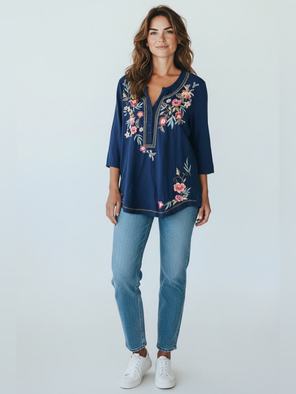 Sundance Women’s Embroidered Tunic // Blue // Medium Petite